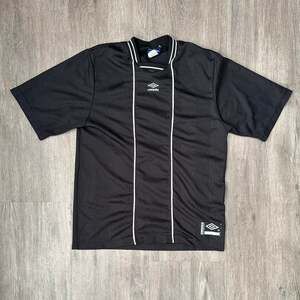 Vintage Umbro Soccer Jersey, Black with White Piping, Men's Size Small — Made in